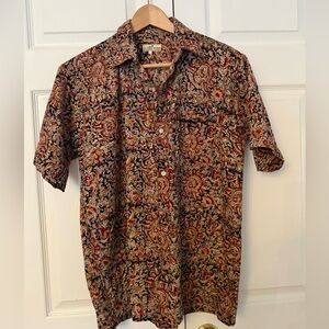 Men's Paisley Button Down Shirt - Red and Black